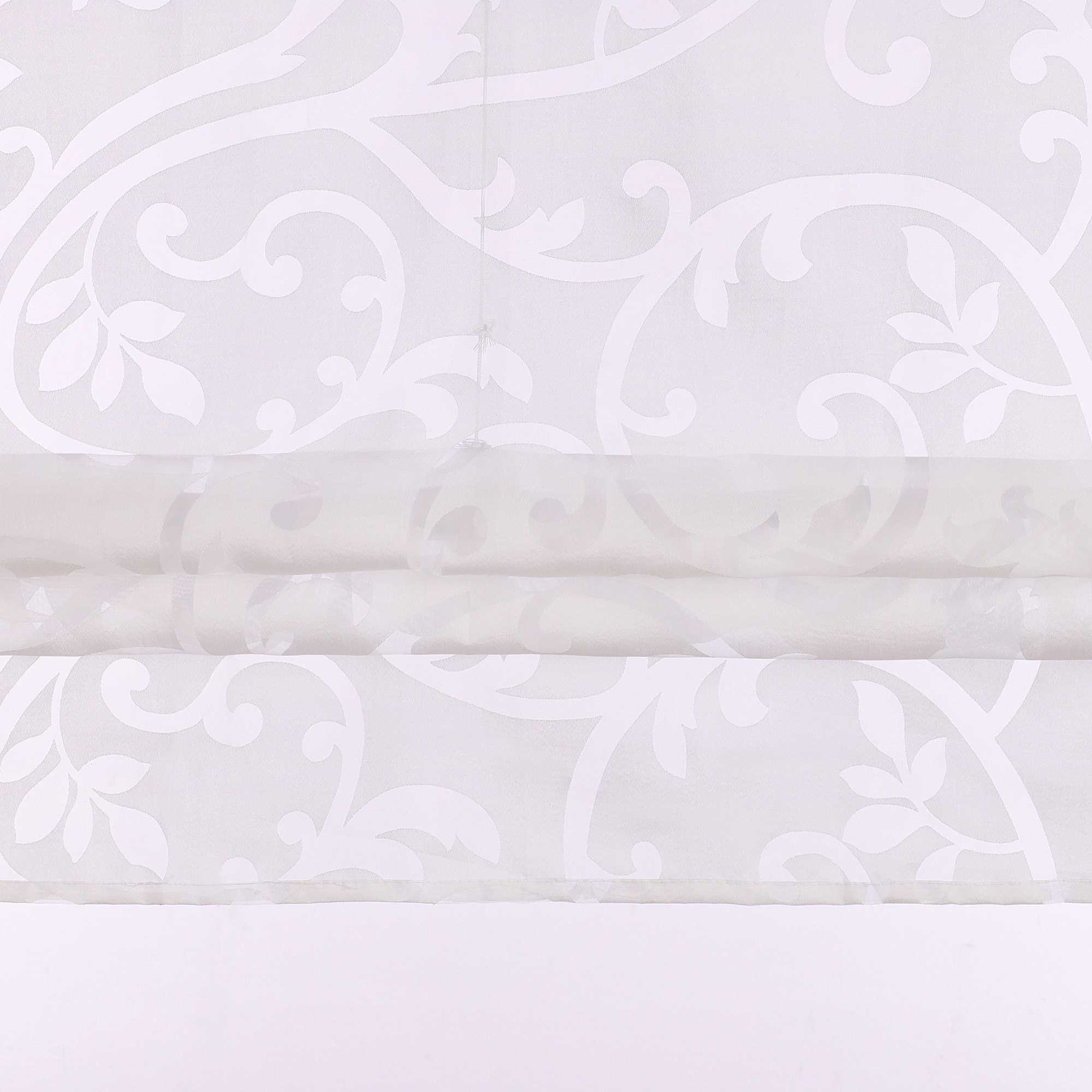 Roman Shade Semi-Sheer with Burnout Leaf Pattern Tab Tops 1 Piece - Gray, W x H 60 x 140cm