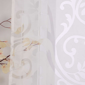 Roman Shade Semi-Sheer with Burnout Leaf Pattern Tab Tops 1 Piece - Gray, W x H 80 x 140cm