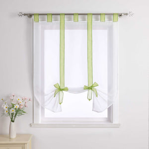 Roman Shade with Bow Design Sheer Height-Adjustable Window Decor 1 Piece - Green, W x H 120 x 140cm