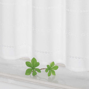 Sheer Cafe Curtain with Diamond Embossing and Tassel 1 Piece - White, H x W 45 x 120cm