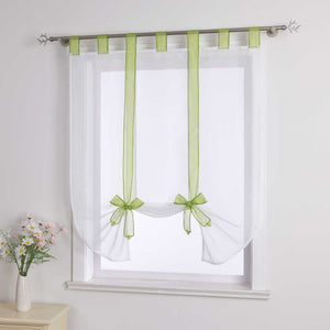 Roman Shade with Bow Design Sheer Height-Adjustable Window Decor 1 Piece - Green, W x H 140 x 140cm