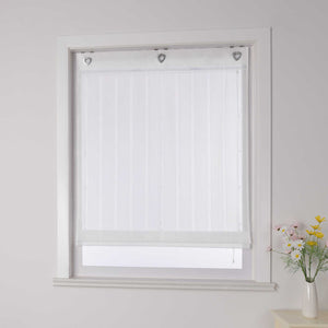 Roman Shade No-Drill with Hook Hanging Grommet with Stripes - White, H x W 140 x 80cm