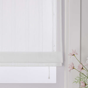 Roman Shade No-Drill with Hook Hanging Grommet with Stripes - White, H x W 140 x 100cm