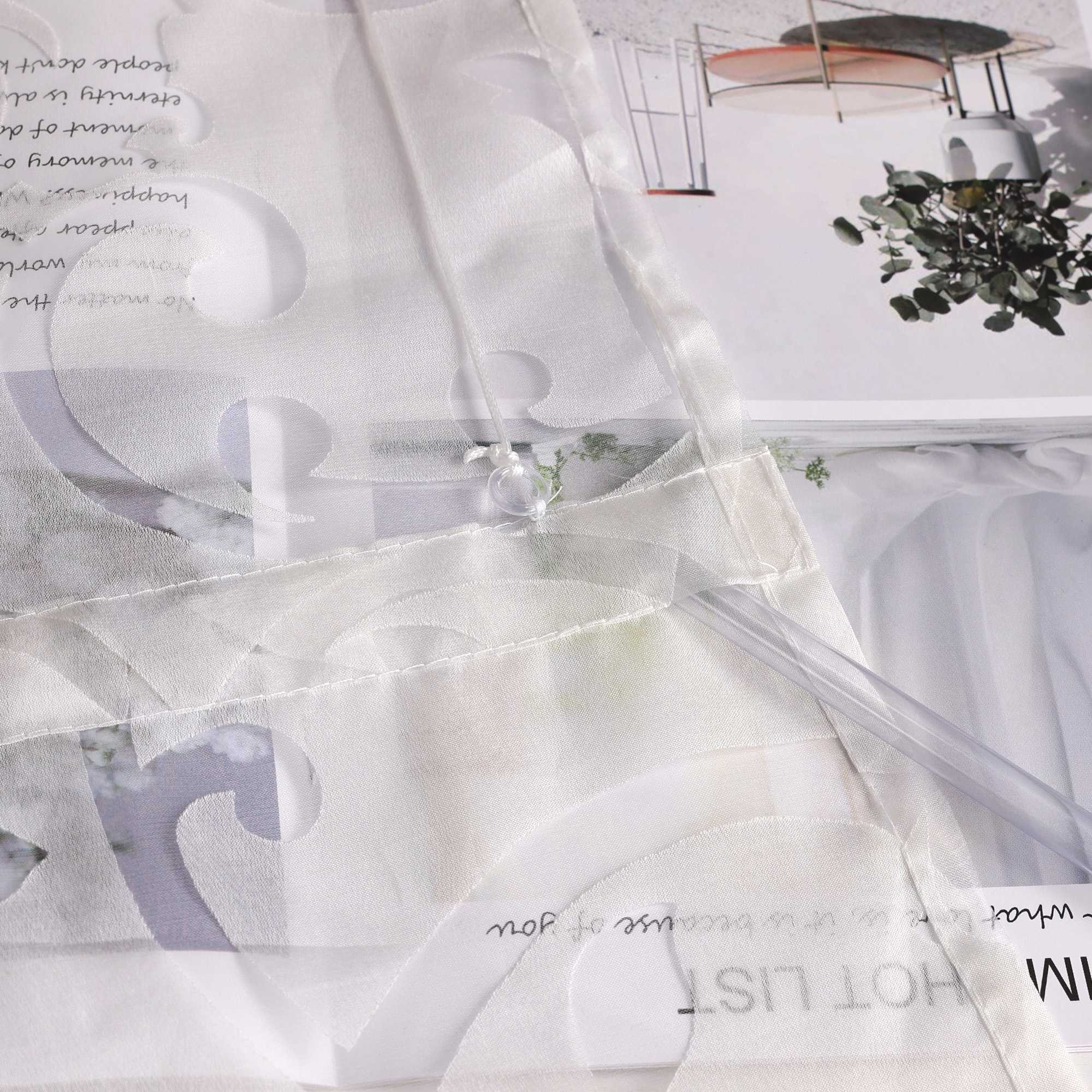 Roman Shade Semi-Sheer with Burnout Leaf Pattern Tab Tops 1 Piece - Gray, W x H 120 x 140cm