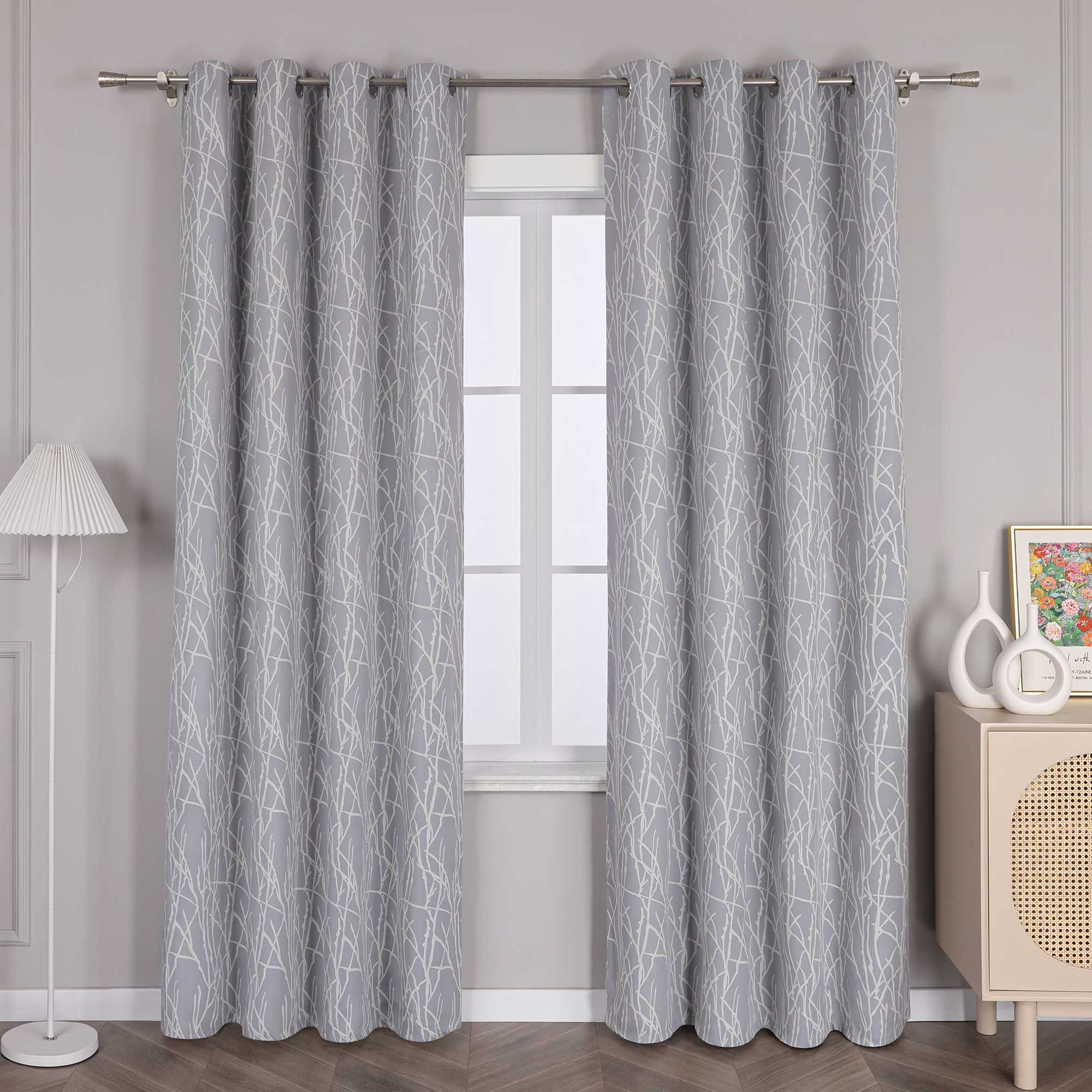 Blackout Curtain Opaque/ Curtains with Grommets Panels Gray 1 Piece - Gray, H x W 145 x 135 cm