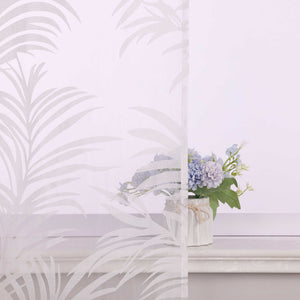 Set of 2 Sliding Panel Curtains for Curtain Track with Ginger-Leaf Pattern - White, H x W 225 x 57 cm