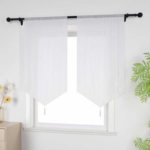 Sheer Triangular Curtain with Diamond Embossing and Tassel 1 Piece - White, W x H 40 x 90cm