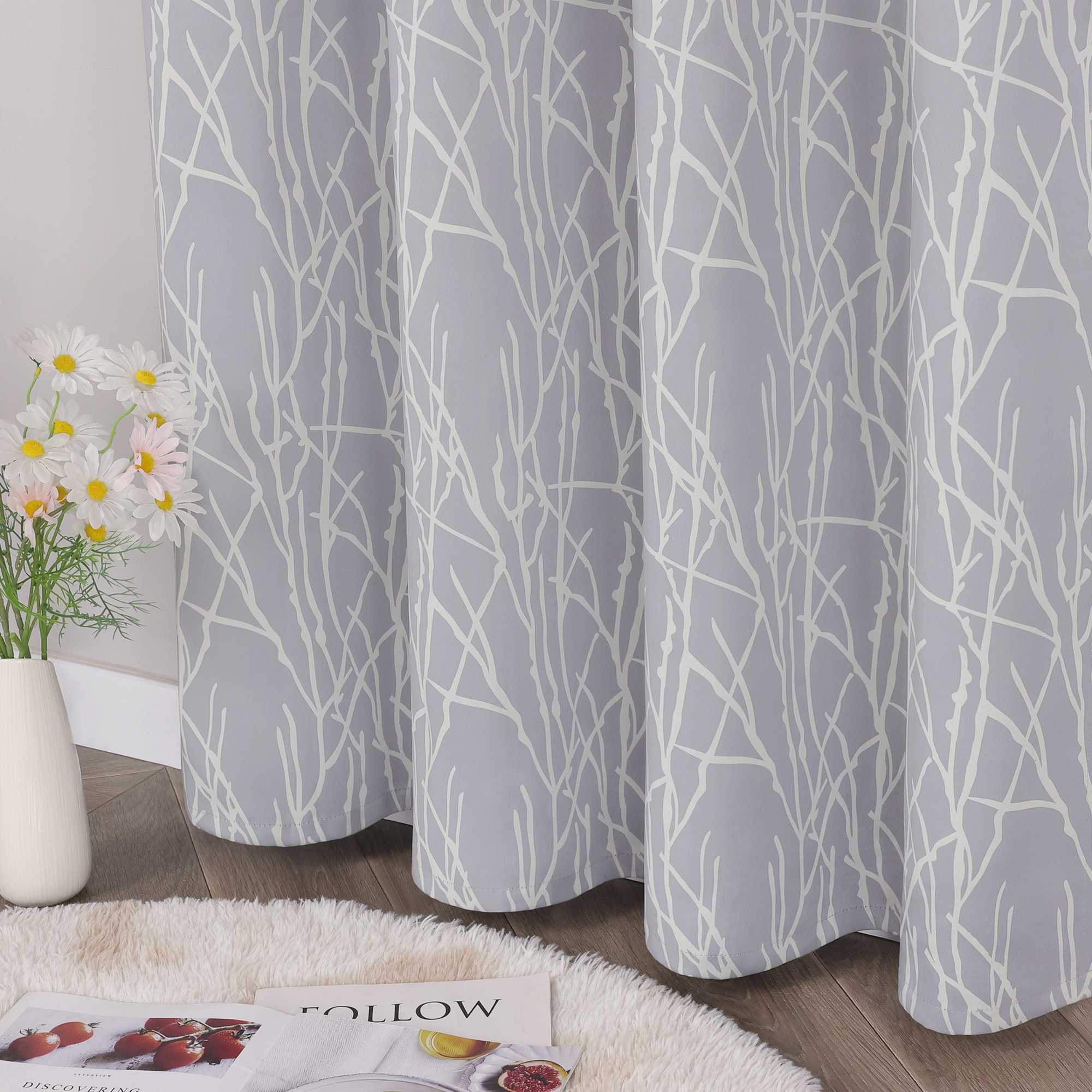 Blackout Curtain Opaque/ Curtains with Grommets Panels Gray 1 Piece - Gray, H x W 260 x 135 cm
