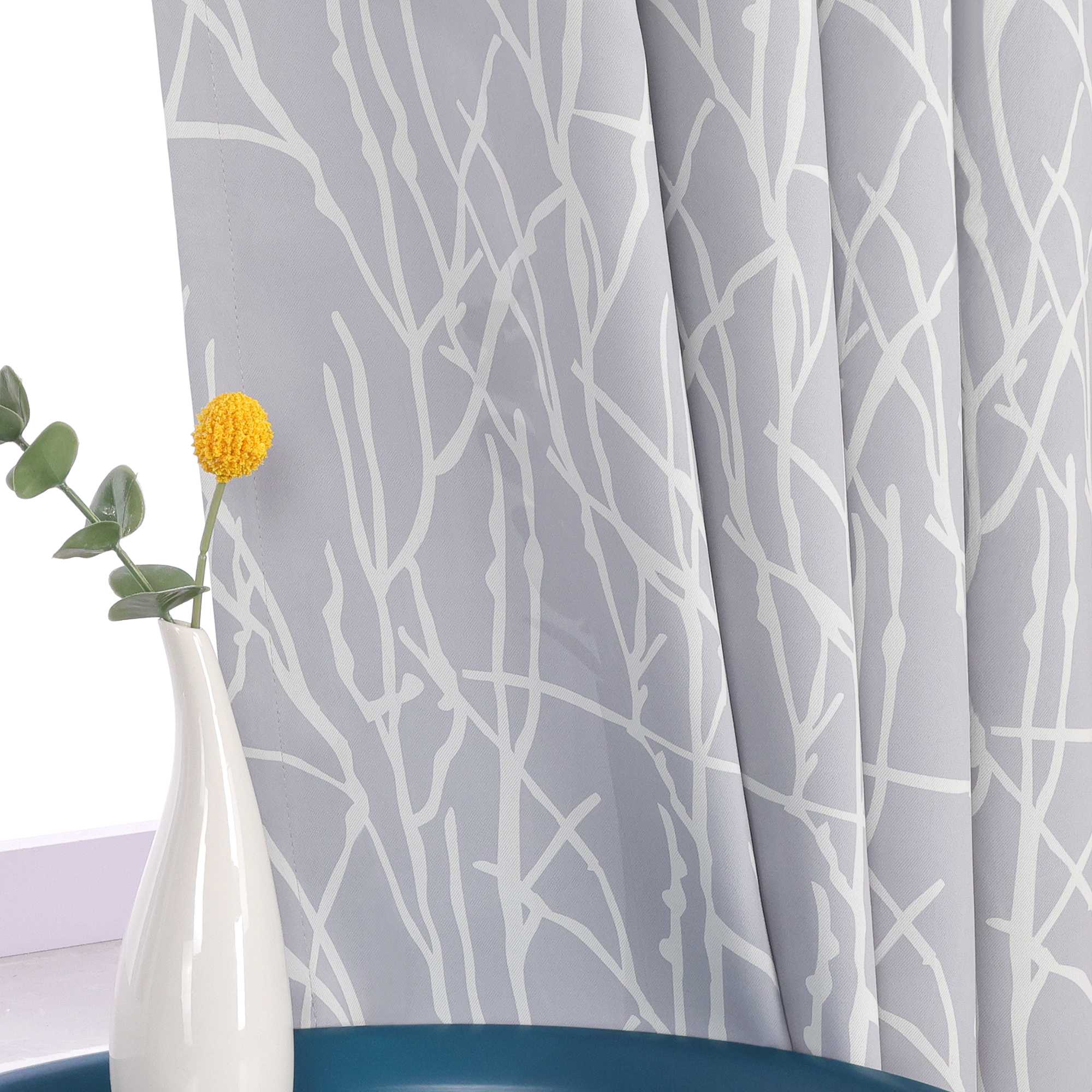 Blackout Curtain Opaque/ Curtains with Grommets Panels Gray 1 Piece