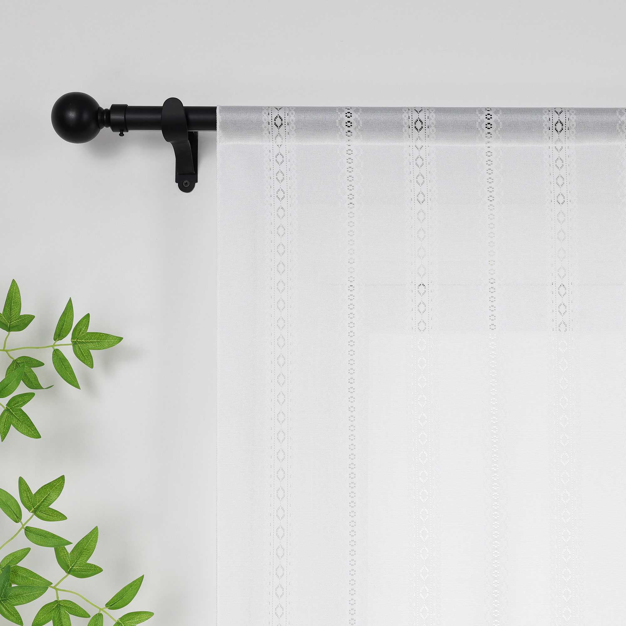 Sheer Triangular Curtain with Diamond Embossing and Tassel 1 Piece - White, W x H 60 x 90cm