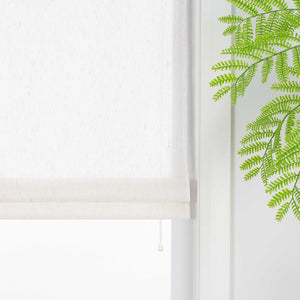 Roman Shade Linen-Look with U-Hooks, Solid Color 1 Piece - White, W x H 100 x 140cm