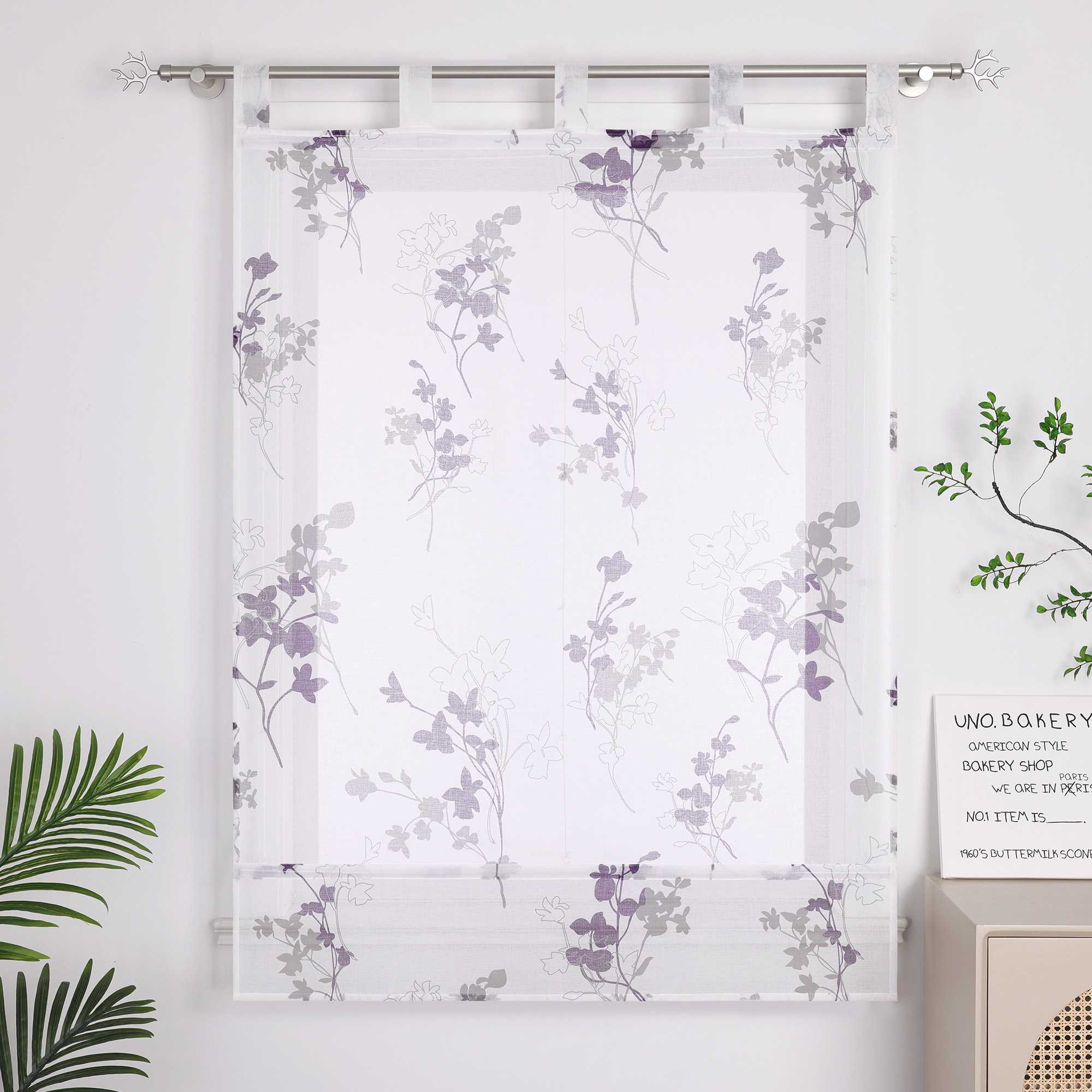 Roman Shade with Tab-Top Hanging Country Style Modern 1 Piece