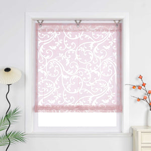 Roman Shade with V-Shaped Tabs Sheer Burnout Technique Floral Pattern 1 Piece - Gray, W x H 100 x 130cm