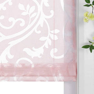 Roman Shade with V-Shaped Tabs Sheer Burnout Technique Floral Pattern 1 Piece - Sand, W x H 45 x 130cm
