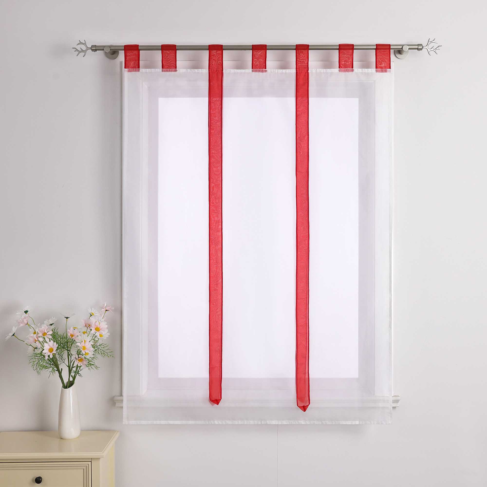 Roman Shade with Bow Design Sheer Height-Adjustable Window Decor 1 Piece - Brown, W x H 60 x 140cm