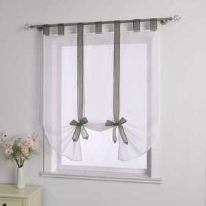Roman Shade with Bow Design Sheer Height-Adjustable Window Decor 1 Piece - Brown, W x H 140 x 140cm