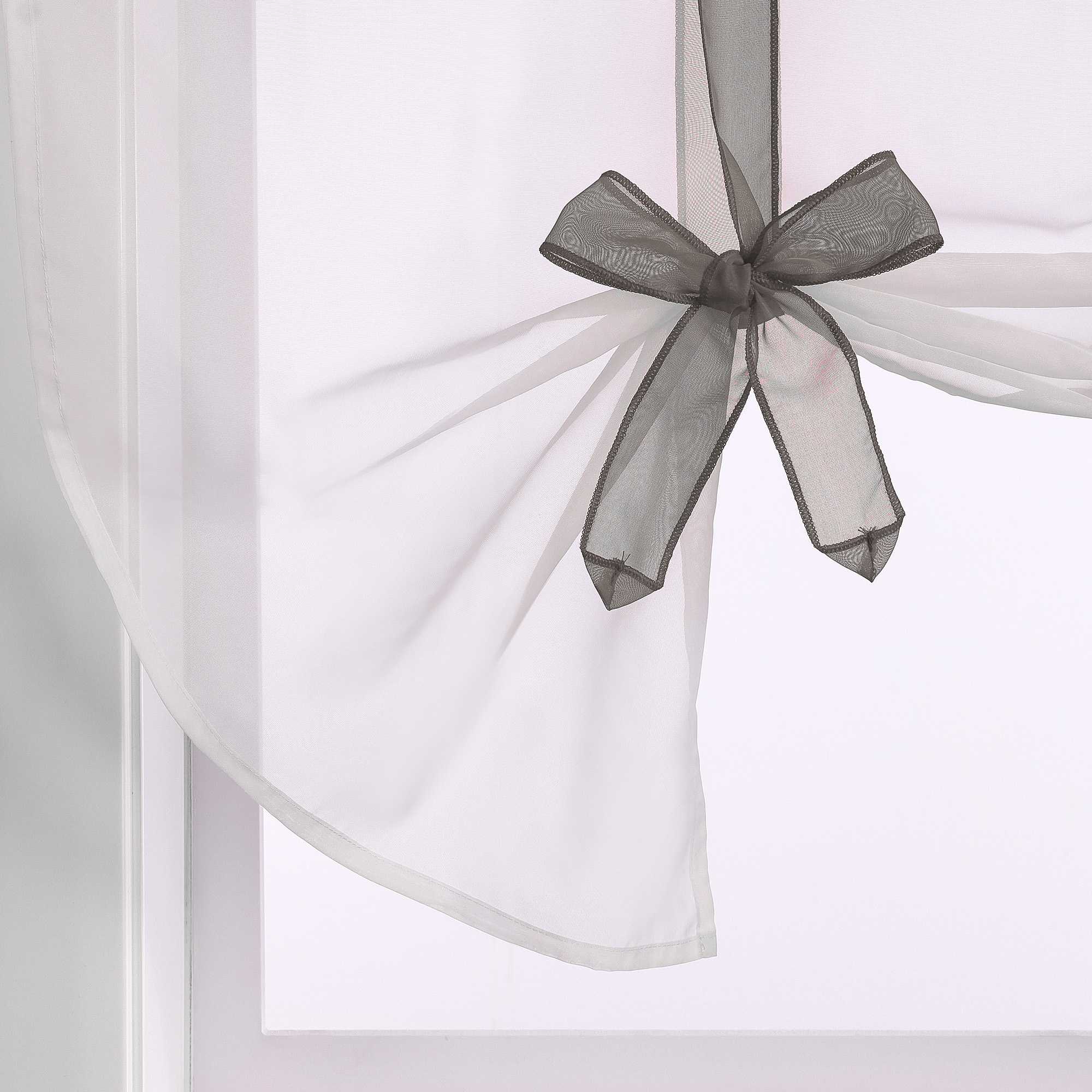Roman Shade with Bow Design Sheer Height-Adjustable Window Decor 1 Piece - Green, W x H 60 x 140cm