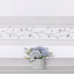 Roman Shade Voile with Tab-Top Hanging and Floral Pattern Embroidery 1 Piece - Light Blue, W x H 45 x 150cm
