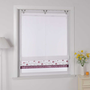 Roman Shade Voile with Tab-Top Hanging and Floral Pattern Embroidery 1 Piece