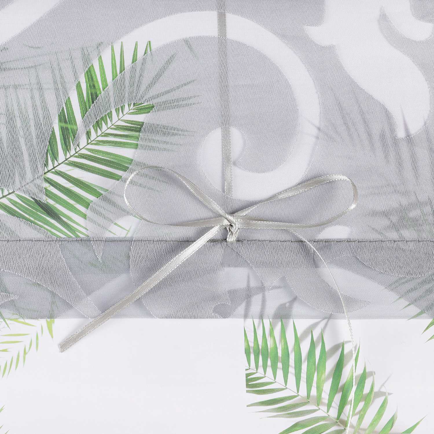 Roman Shade with V-Shaped Tabs Sheer Burnout Technique Floral Pattern 1 Piece - Sand, W x H 80 x 130cm