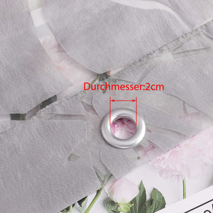 Grommet Cafe Curtain with Branch Pattern Short Curtain 1 Piece - White, H x W 60 x 140cm