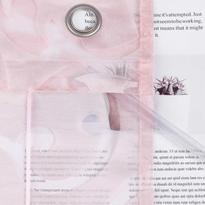 Roman Shade with V-Shaped Tabs Sheer Burnout Technique Floral Pattern 1 Piece - Pink, W x H 120 x 130cm
