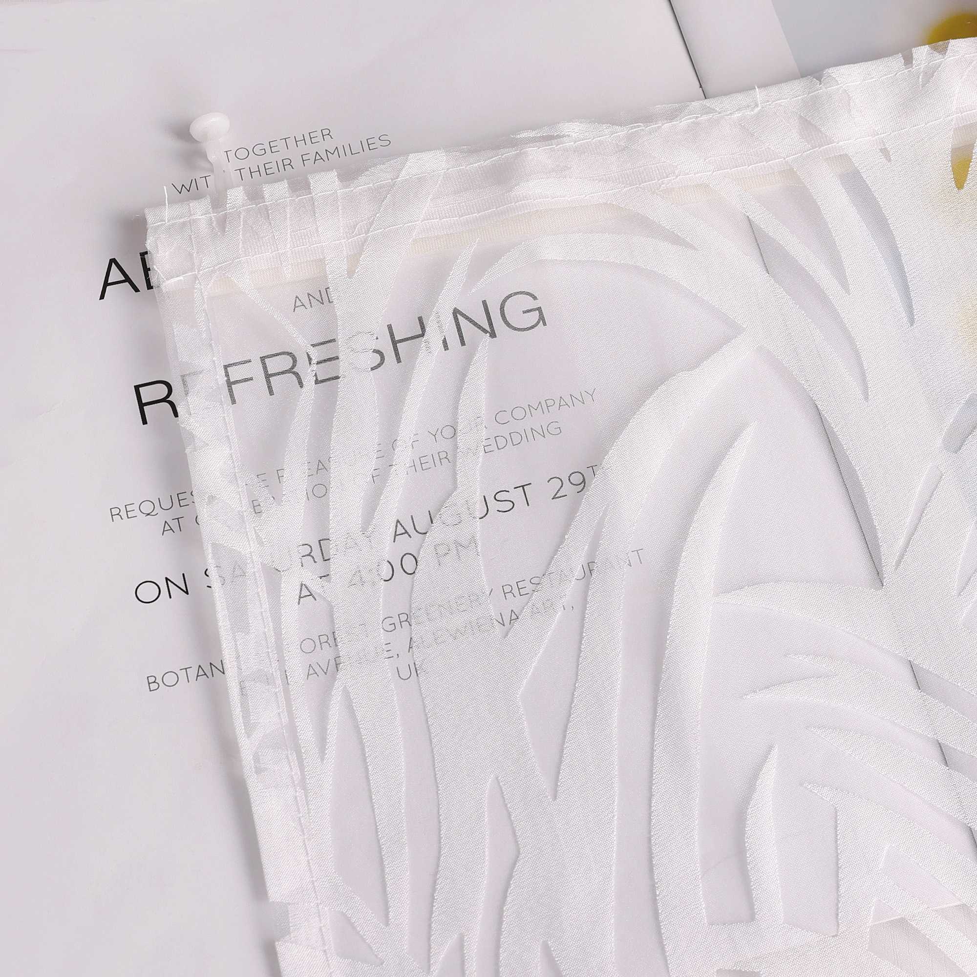 Set of 2 Sliding Panel Curtains for Curtain Track with Ginger-Leaf Pattern - White, H x W 245 x 57 cm