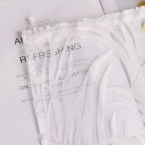 Set of 2 Sliding Panel Curtains for Curtain Track with Ginger-Leaf Pattern - White, H x W 245 x 57 cm