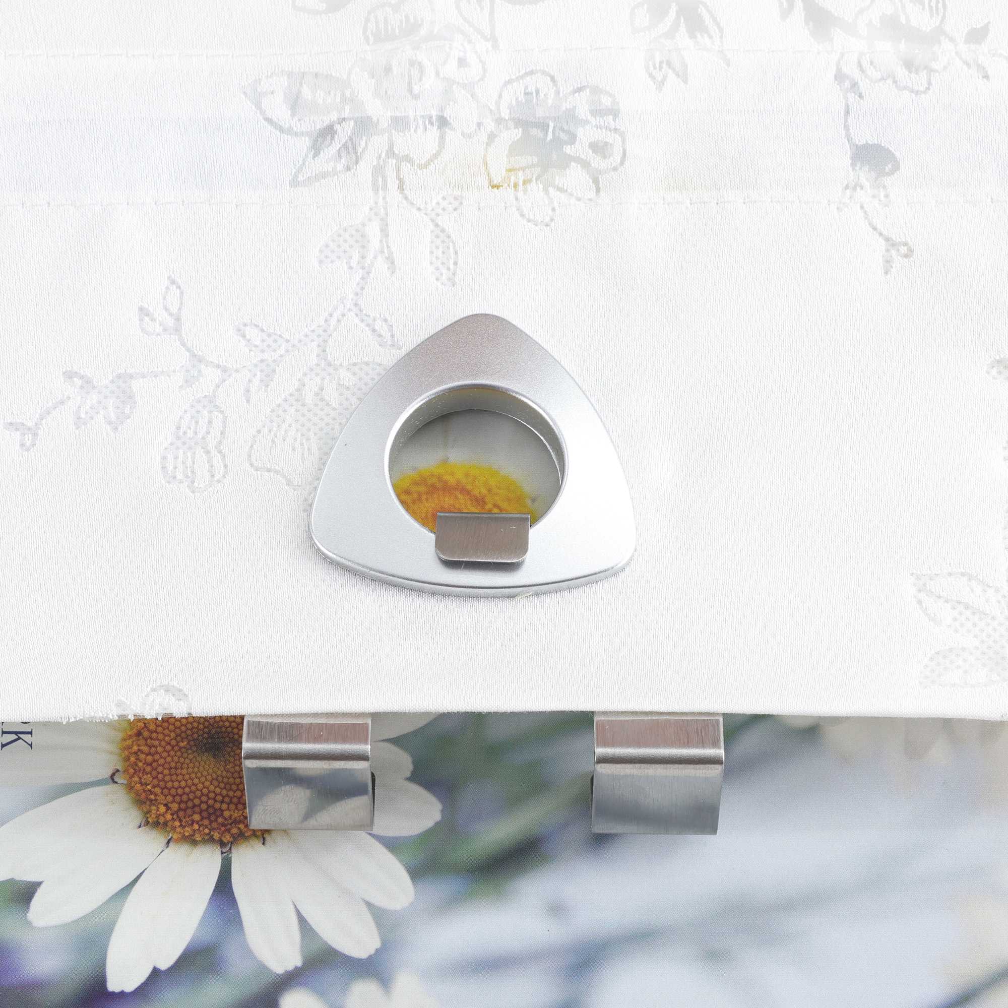 Roman Shade with Rose Pattern & U-Hooks - White, W x H 100 x 130cm