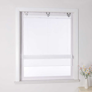 Roman Shade Semi-Sheer Solid Color with U-Hooks 1 Piece - White, W x H 120 x 150cm