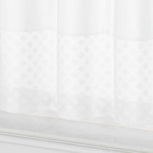 Cafe Curtain in Patchwork Style with Clover Pattern, 2 Pieces, with Rod-Pocket Design - White, H x W 60 x 120cm