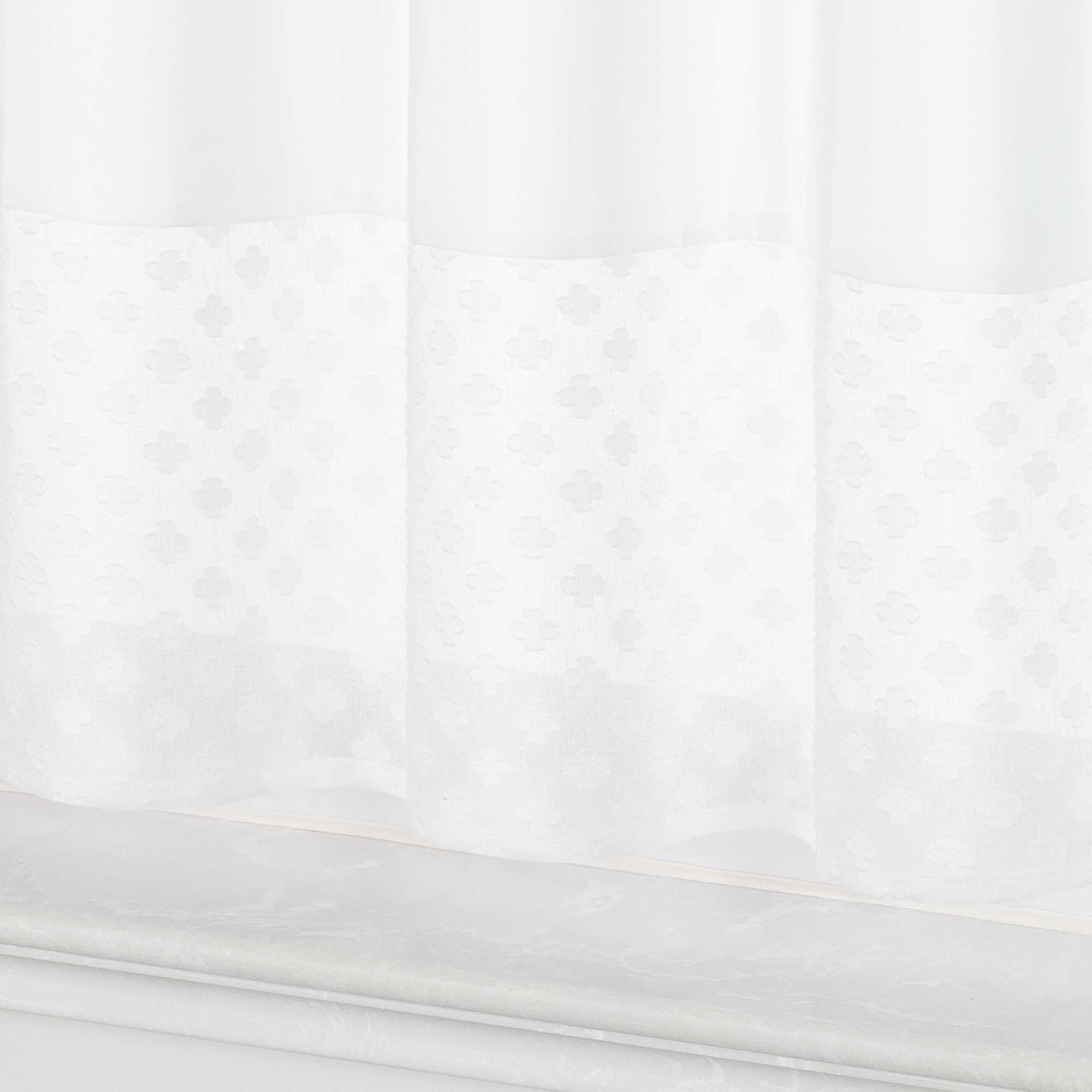 Cafe Curtain in Patchwork Style with Clover Pattern, 2 Pieces, with Tab-Top Design - White, H x W 60 x 90cm