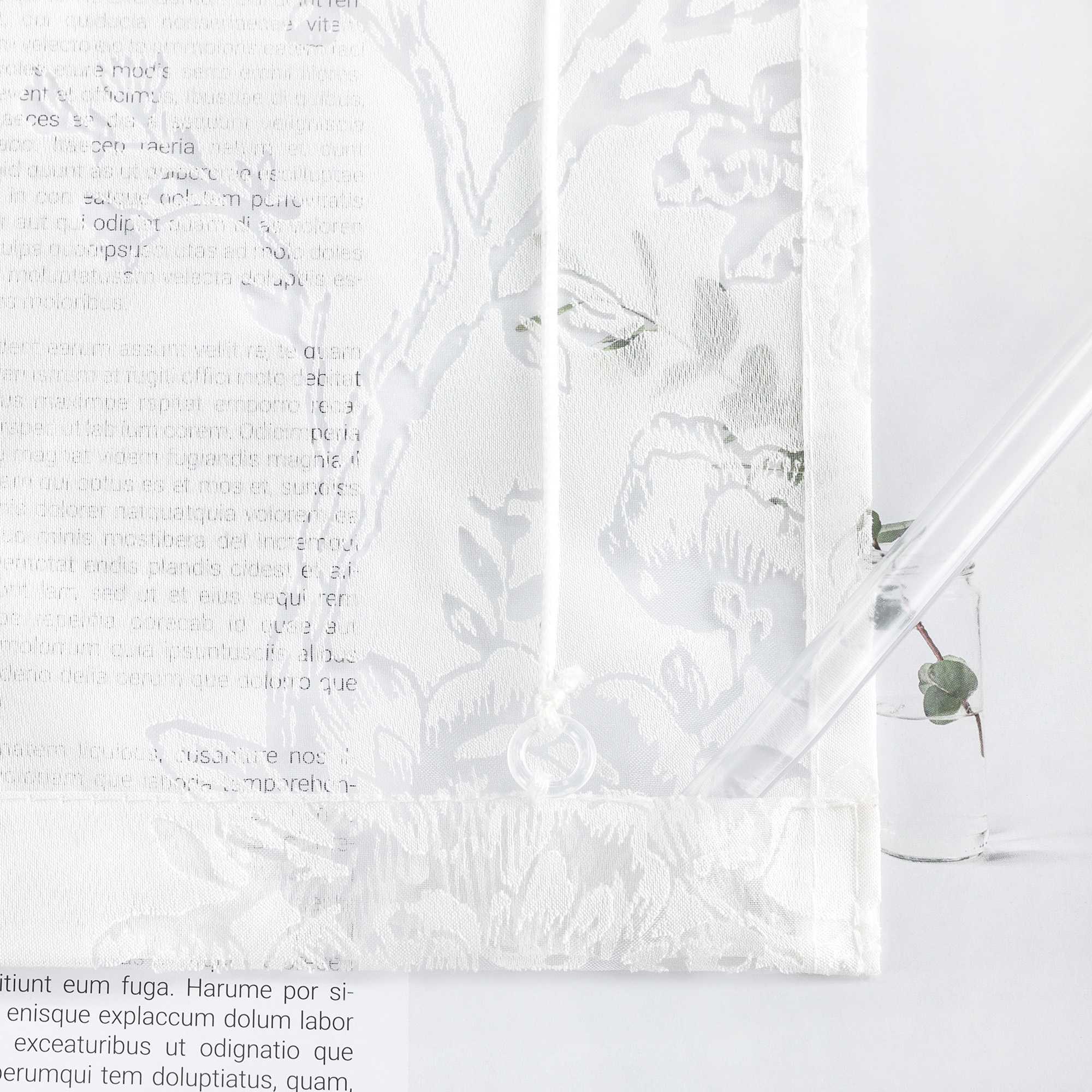 Roman Shade with Rose Pattern & U-Hooks - White, W x H 120 x 130cm