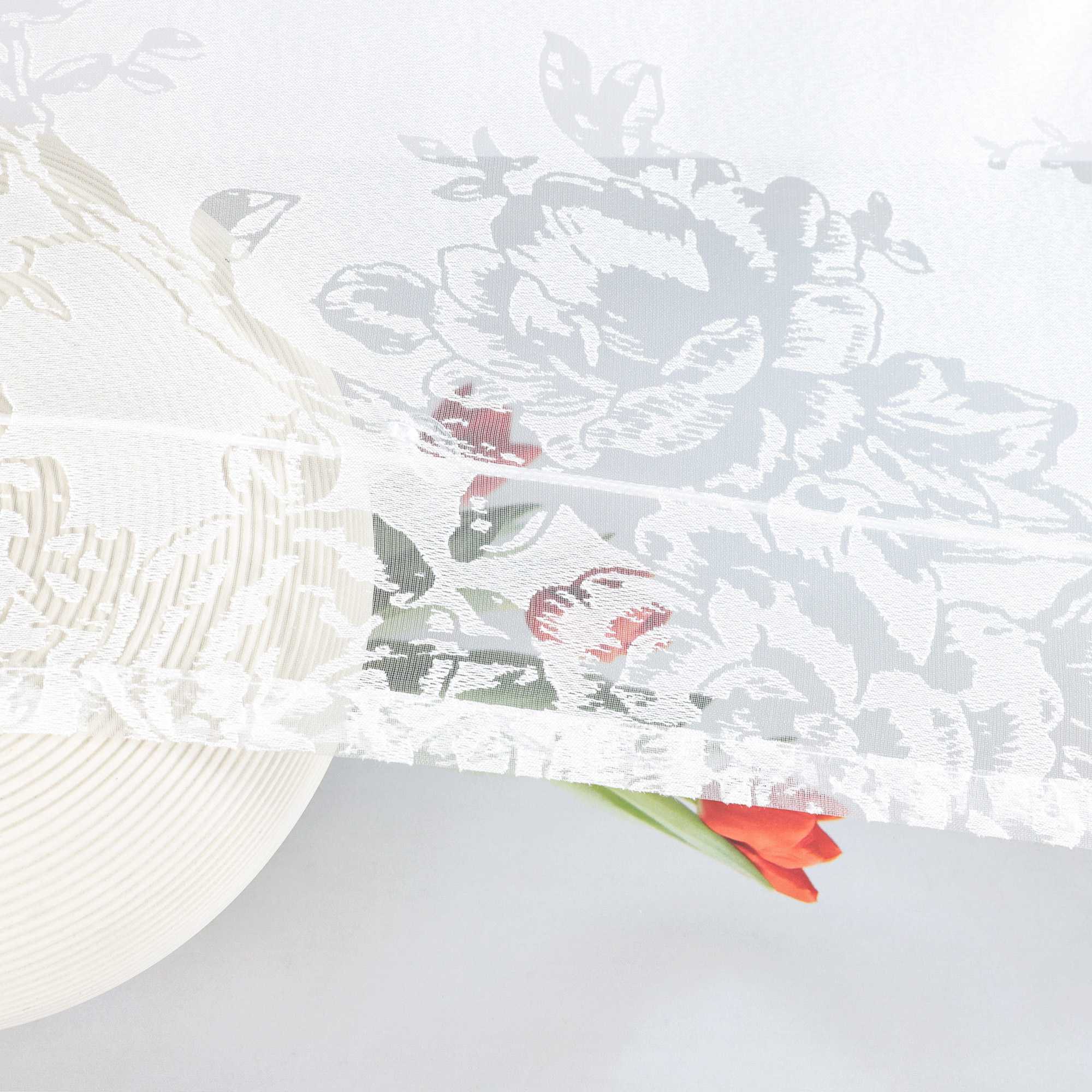 Roman Shade with Rose Pattern & Tab-Top Hanging