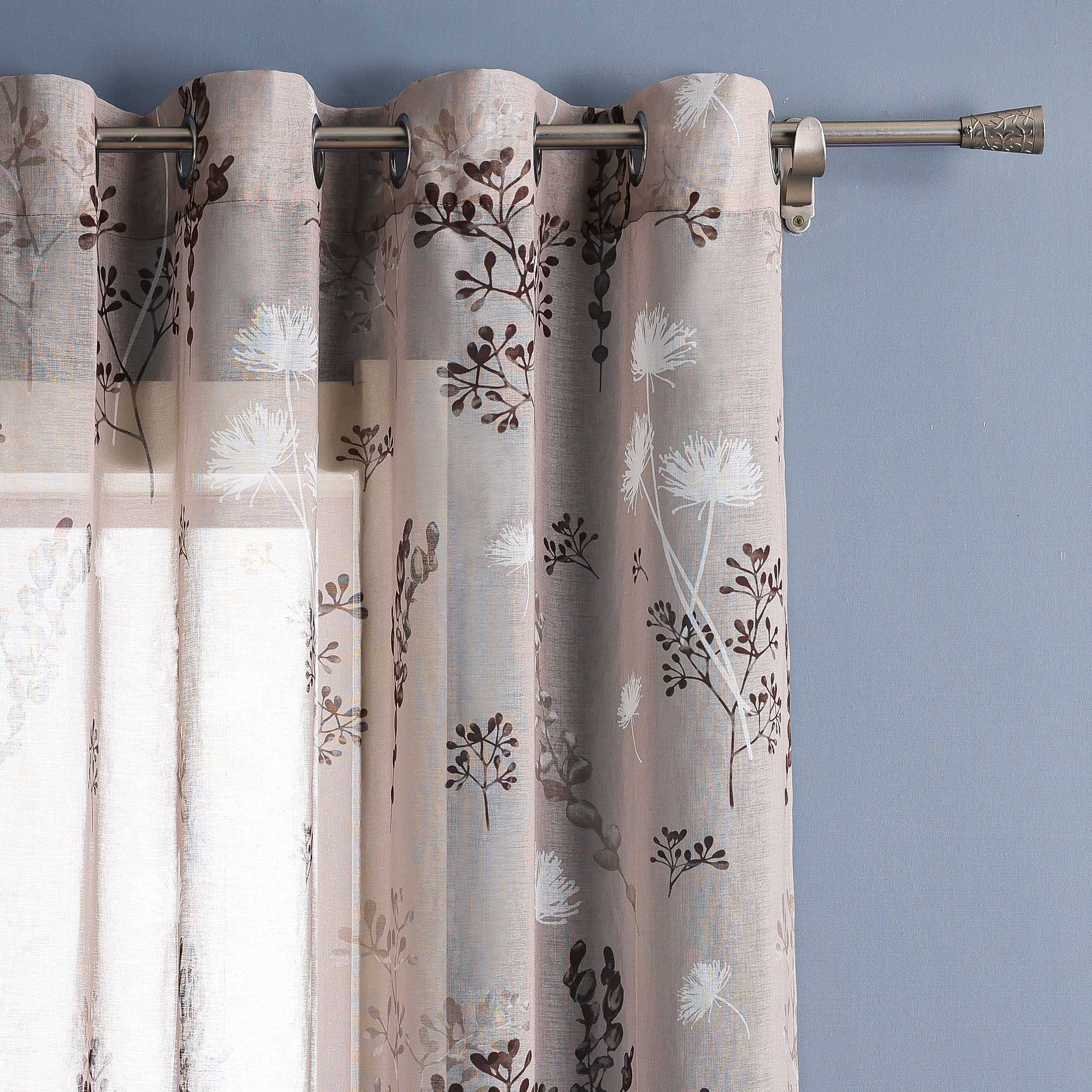Sheer Grommets Curtains with Dandelion Pattern 1 Piece