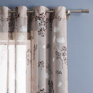 Sheer Grommets Curtains with Dandelion Pattern 1 Piece