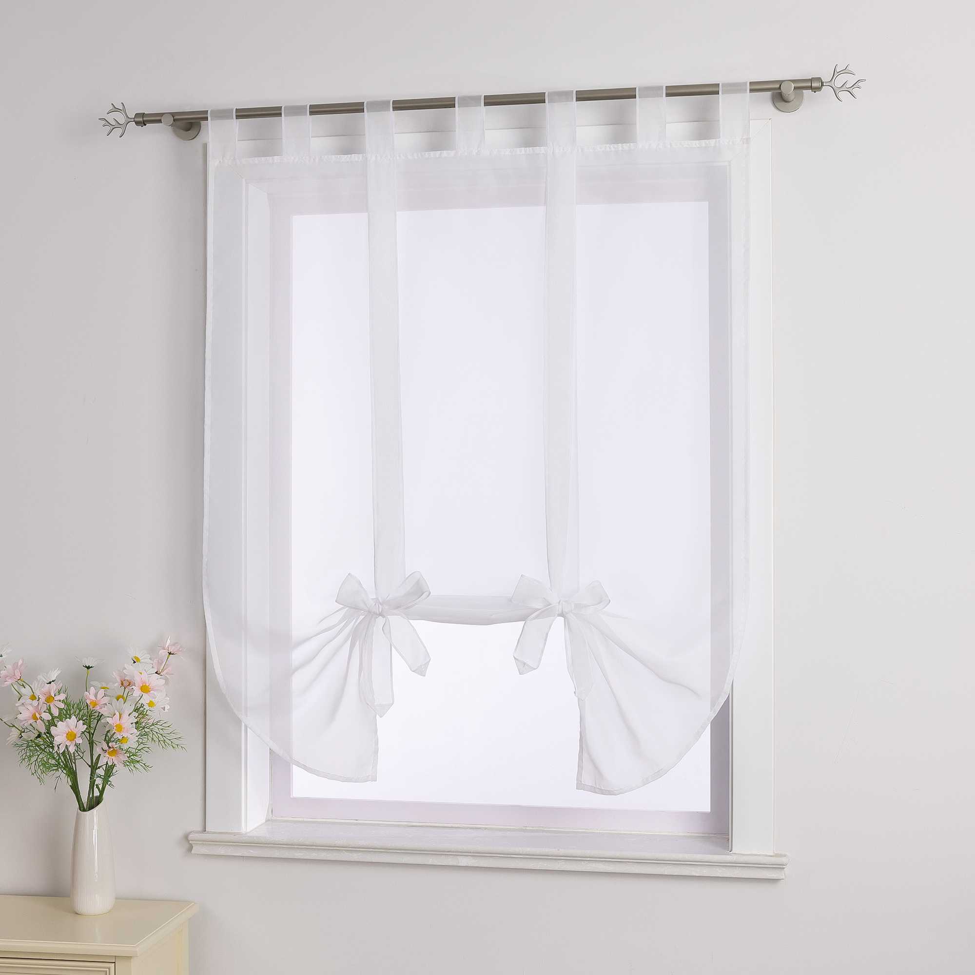 Roman Shade with Bow Design Sheer Height-Adjustable Window Decor 1 Piece - Red, W x H 80 x 140cm