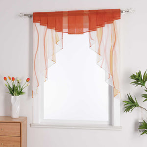 Cafe Curtain M-Shaped with Wave Pattern/ Window Valance for Kitchen - Gray, W x H 140 x 145cm