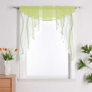Cafe Curtain M-Shaped with Wave Pattern/ Window Valance for Kitchen - Orange, W x H 140 x 145cm