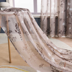 Sheer Grommets Curtains with Dandelion Pattern 1 Piece