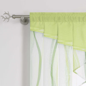Cafe Curtain M-Shaped with Wave Pattern/ Window Valance for Kitchen - Orange, W x H 120 x 145cm
