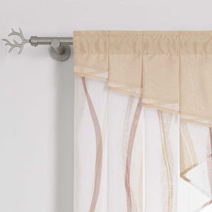 Cafe Curtain M-Shaped with Wave Pattern/ Window Valance for Kitchen