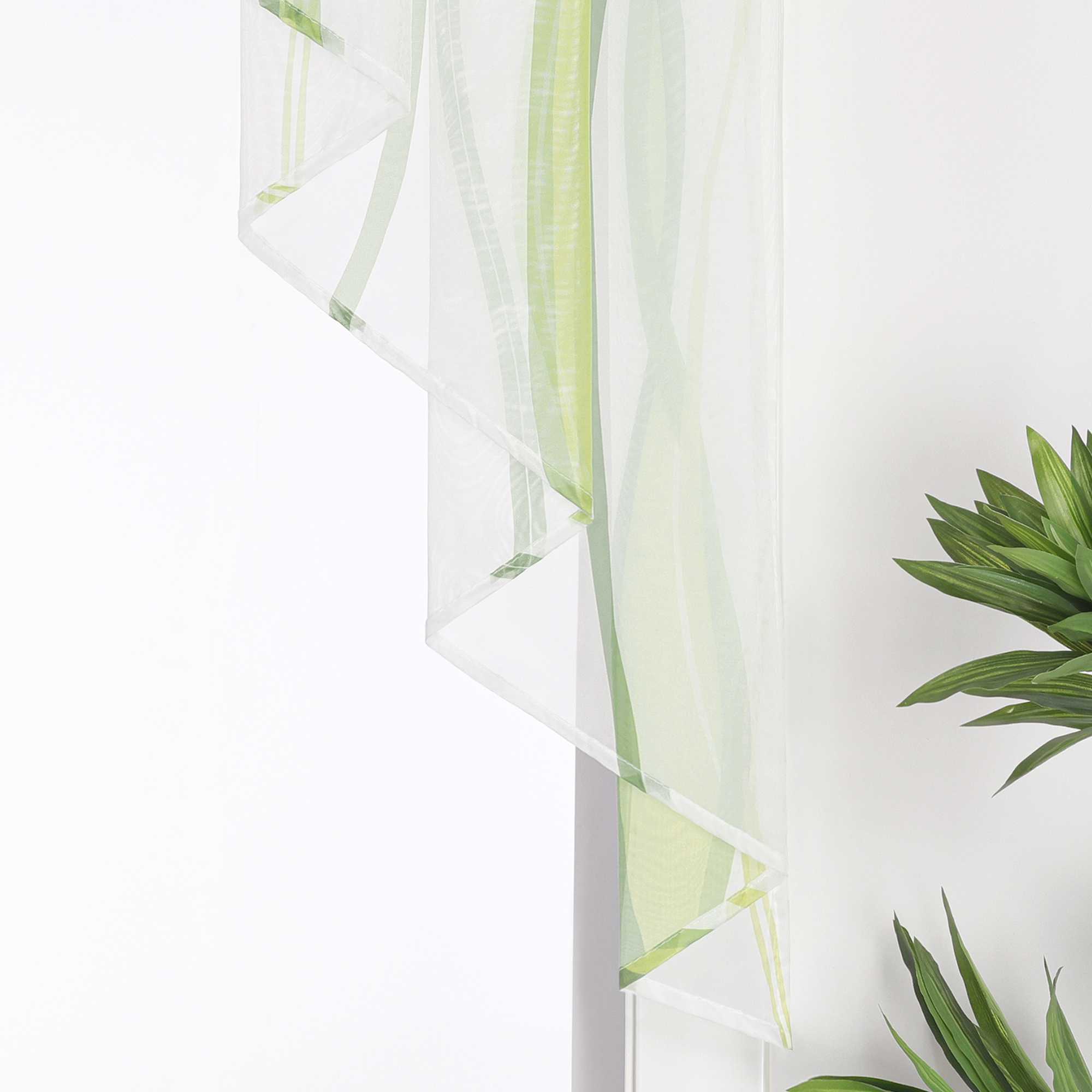 Cafe Curtain M-Shaped with Wave Pattern/ Window Valance for Kitchen - Green, W x H 120 x 125cm