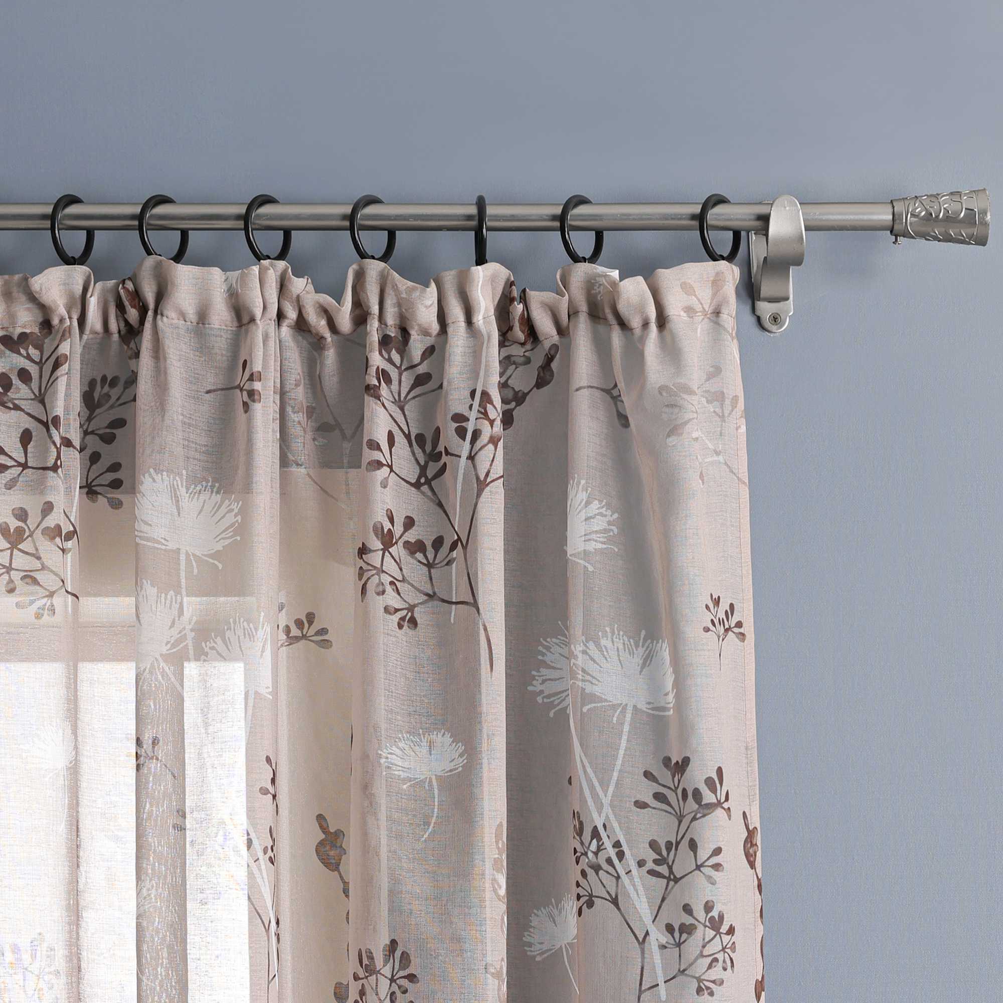 Curtain with Curtain Tape with Botanical Pattern 1 Piece