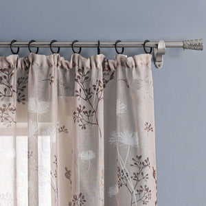 Curtain with Curtain Tape with Botanical Pattern 1 Piece
