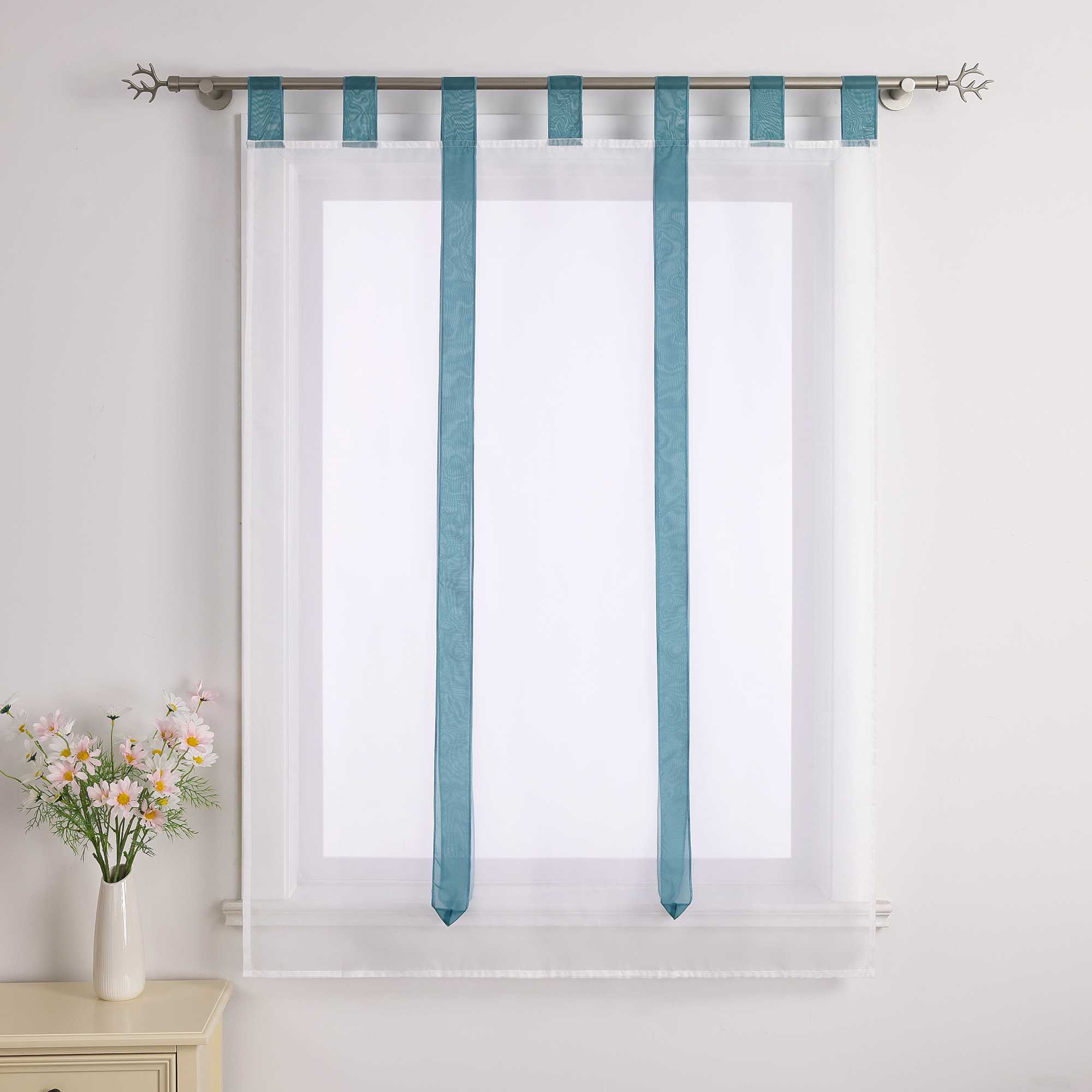 Roman Shade with Bow Design Sheer Height-Adjustable Window Decor 1 Piece - Sand, W x H 80 x 140cm