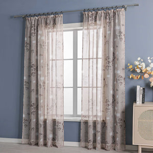 Curtain with Curtain Tape with Botanical Pattern 1 Piece