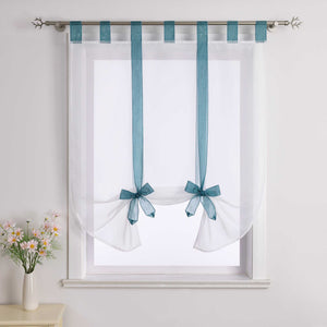 Roman Shade with Bow Design Sheer Height-Adjustable Window Decor 1 Piece - Sand, W x H 60 x 140cm