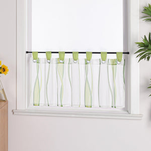 Cafe Curtain with Tab-Top Hanging and Stripe Pattern 1 Piece - Green, H x W 30 x 120cm
