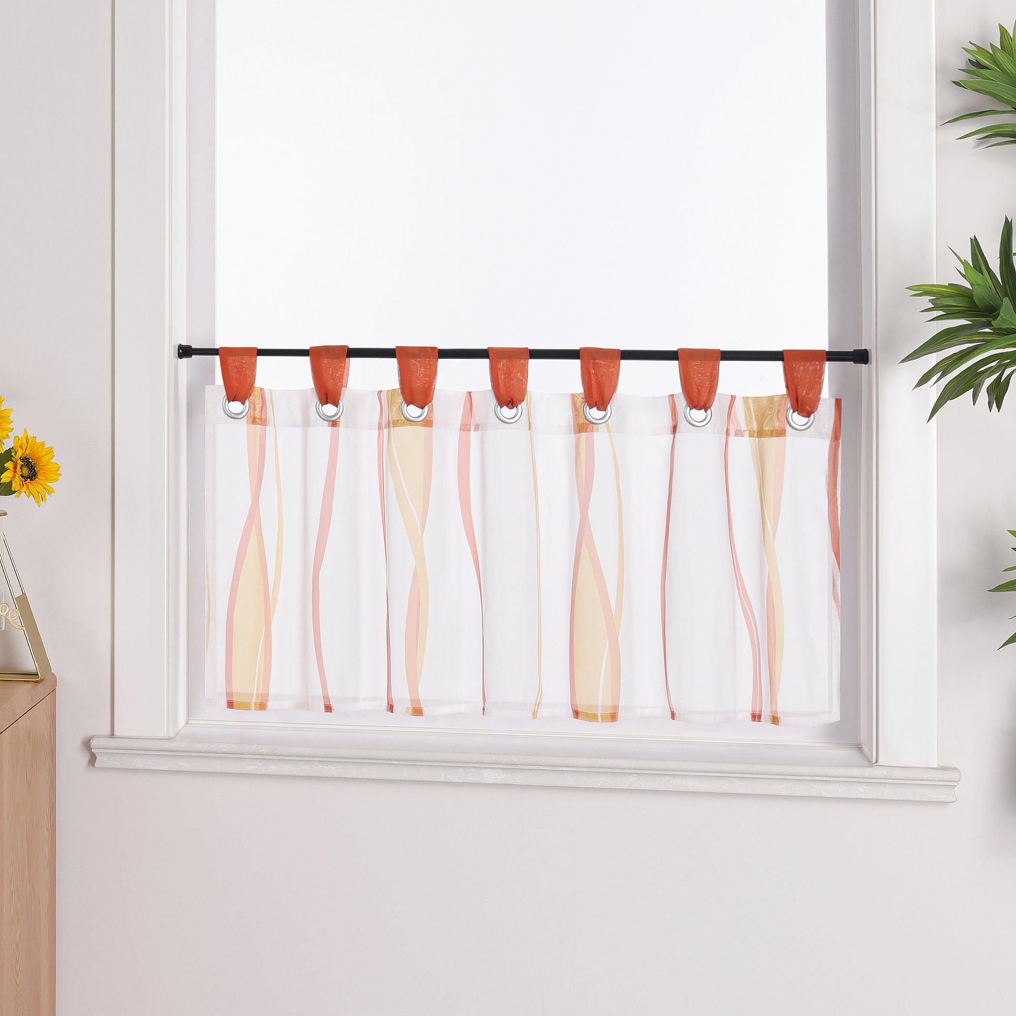 Cafe Curtain with Tab-Top Hanging and Stripe Pattern 1 Piece - Green, H x W 60 x 140cm